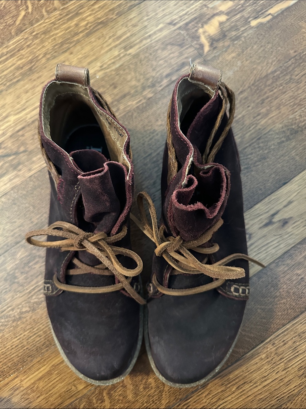Born “Temple” Dark Brown Suede Ankle Boots with Tan Laces